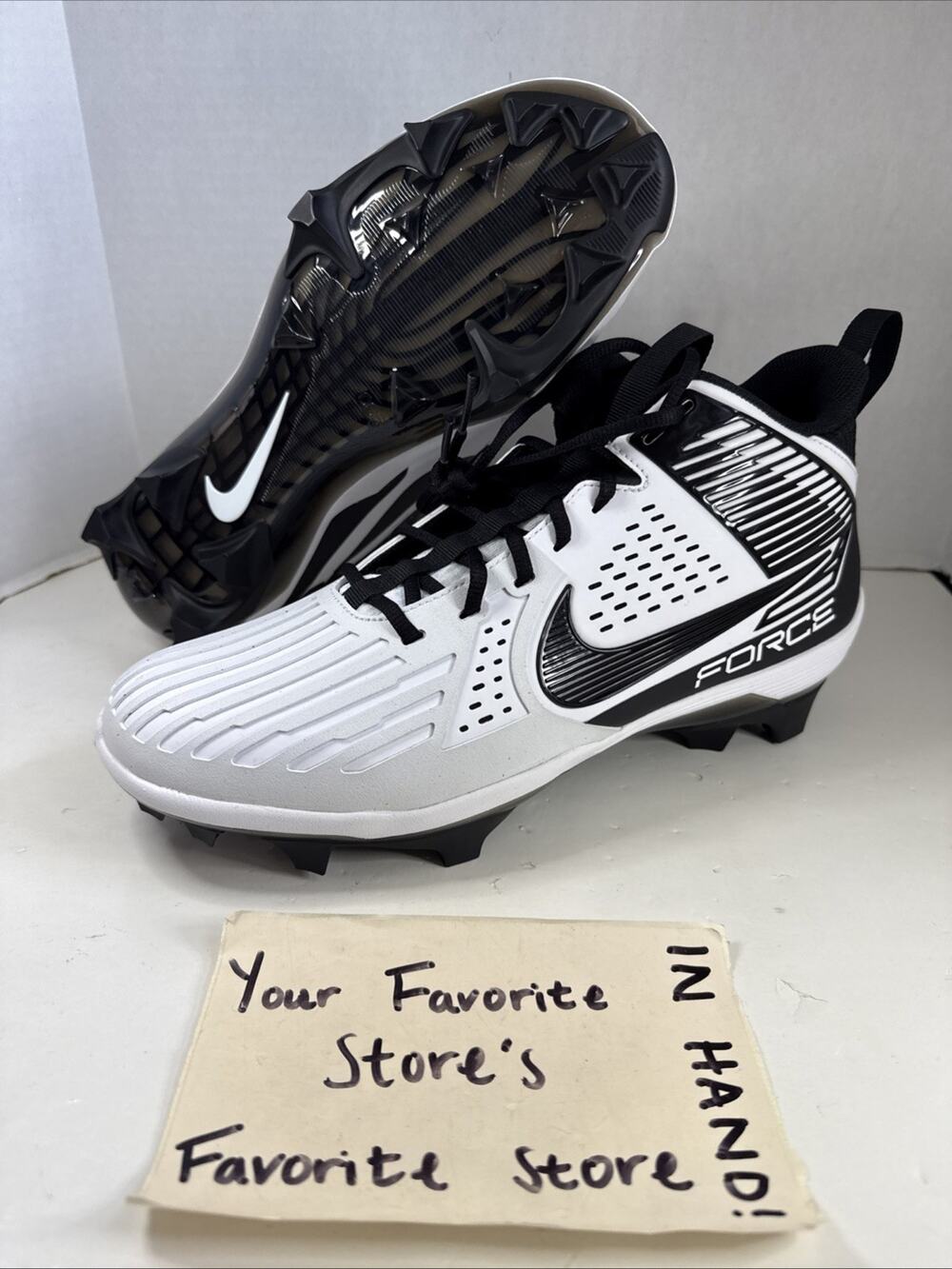 Nike Force Savage Pro 3 Football Cleats White Black DA5453-101 Men's Size 12.5